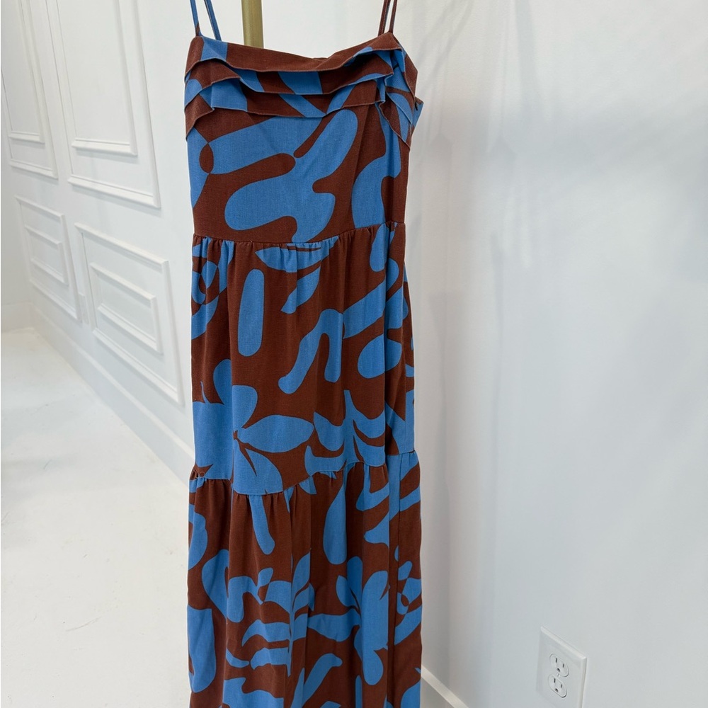 Blue and Brown Patterned Women's Dress